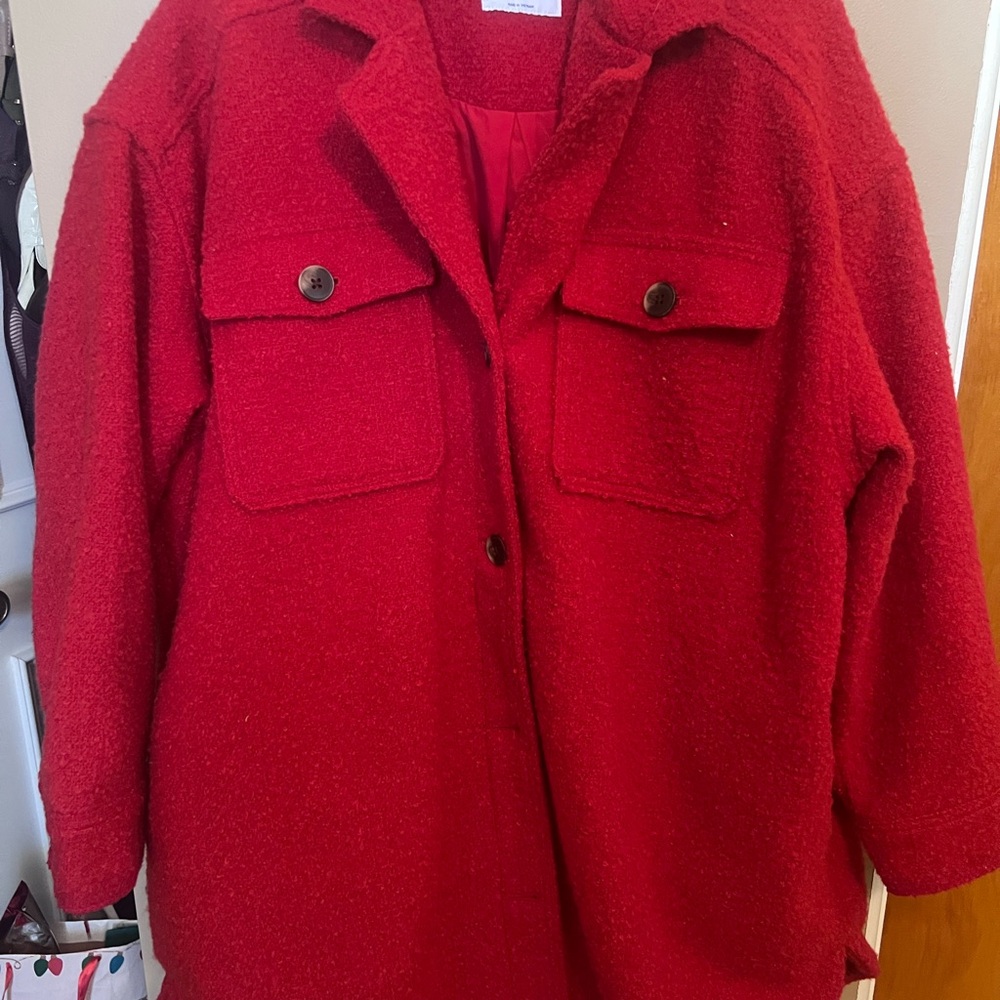 Old Navy Women's Red Teddy Jacket